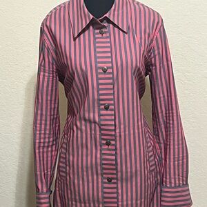 CAbi Pink Notched Collar Fitted Shacket (part shirt, part jacket)